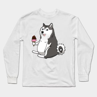 fat husky doge meme Long Sleeve T-Shirt